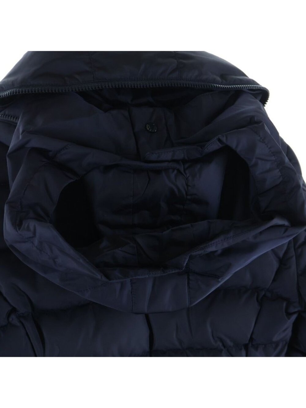 Moncler Flammette Down Coat Nylon Hood Navy - Picture 7 of 8